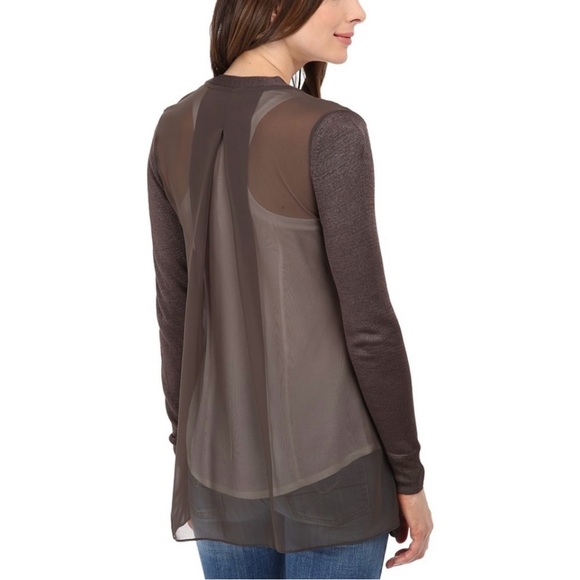 NIC+ZOE - Silk Blend Cardigan sheer back sand shell color - Picture 1 of 9